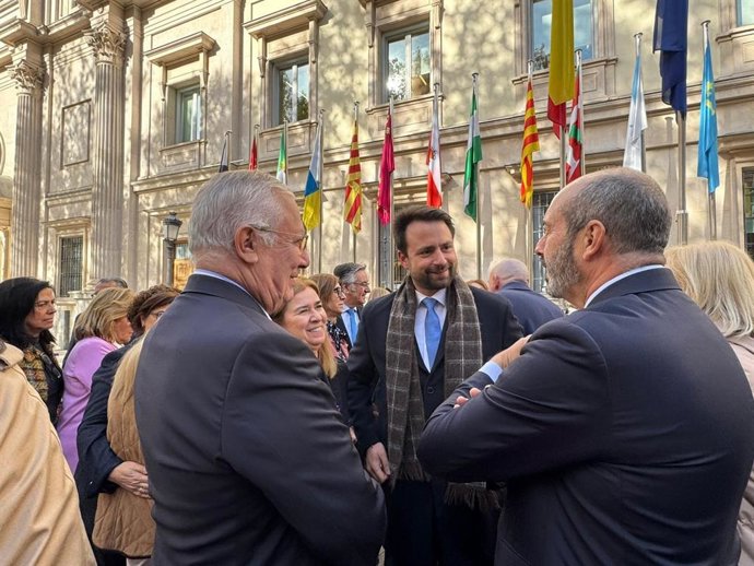 El presidente del PP, Álvaro Queipo, tras intervenir en el Senado.