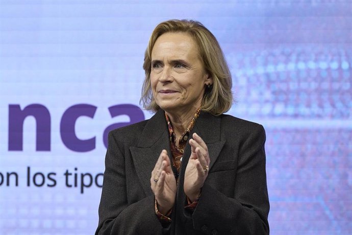 La consejera delegada de Bankinter, Gloria Ortiz, durante el VIII Foro Banca, a 25 de noviembre de 2025, en Madrid (España).