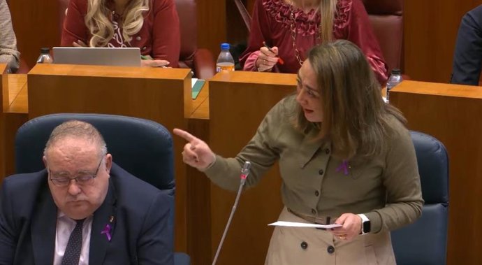 La consejera de Agricultura y Ganadería, María González Corral, durante el Pleno de las Cortes