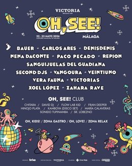 El Festival Oh, See! Málaga desvela su cartel para mayo con Xoel López, Zahara, Veintiuno y Nena Daconte.