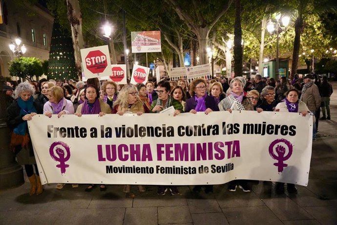 Manifestación celebrada en Sevilla por el Día Internacional contra la Violencia de Género.