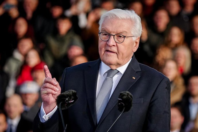 12 November 2025, Berlin: German President Frank-Walter Steinmeier speaks at the ceremonial pledge as a central event to mark the 70th anniversary of the German Armed Forces (Bundeswehr) at the Bundesforum. On 12 November 1955, the then Minister of Defens