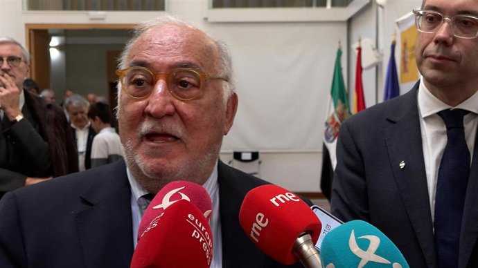 El director general de Tráfico, Pere Navarro, en declaraciones a los medios en Badajoz