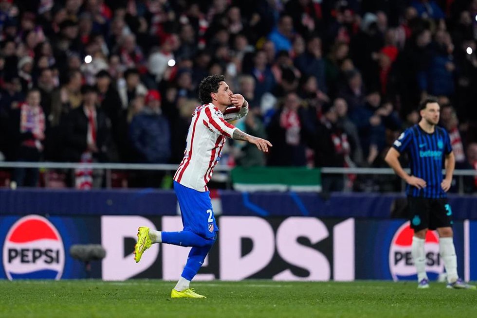 Josema Giménez celebra un gol con el Atlético de Madrid.