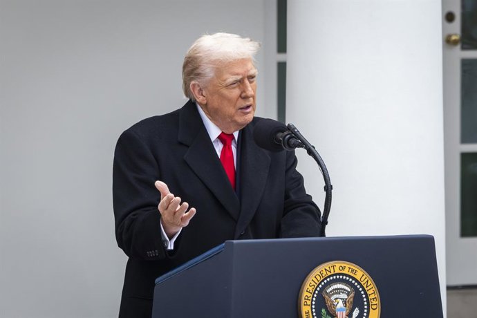 November 25, 2025, Washington, District Of Columbia, USA: United States President Donald J Trump speaks before pardoning a turkey named Gobble in the Rose Garden of the White House in Washington, DC, USA, 25 November 2025. The annual White House tradition