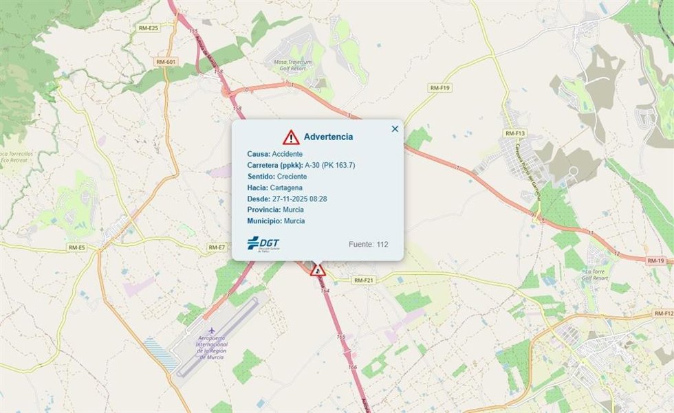 Mapa del lugar donde se ha producido el accidente