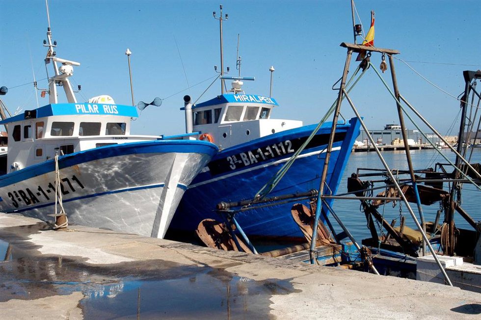 Pesqueros amarrados a puerto.