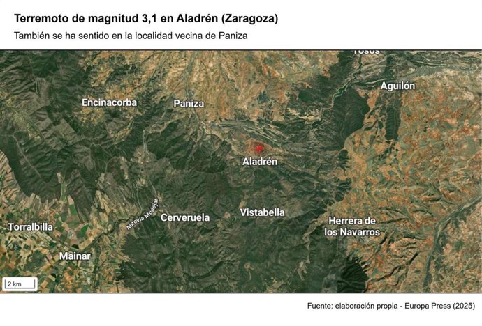 Zona del terremoto en la provincia de Zaragoza.