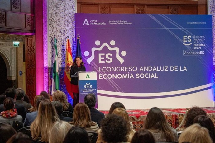 La consejera de Empleo, Empresa y Trabajo Autónomo de la Junta de Andalucía, Rocío Blanco, en la inauguración del I Congreso Andaluz de la Economía Social.