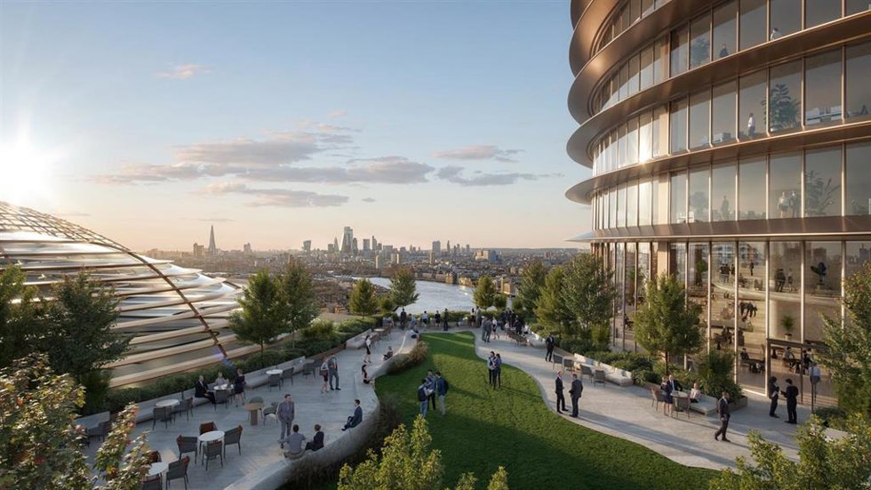 Renderizado de la nueva sede de JPMorgan Chase en el Canary Wharf de Londres (Reino Unido).
