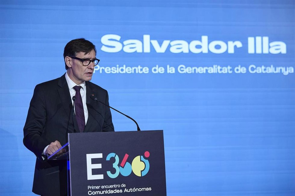 El president de la Generalitat, Salvador Illa, durante el Congreso España 360, en el Hotel Palace, a 27 de noviembre de 2025, en Madrid (España). 