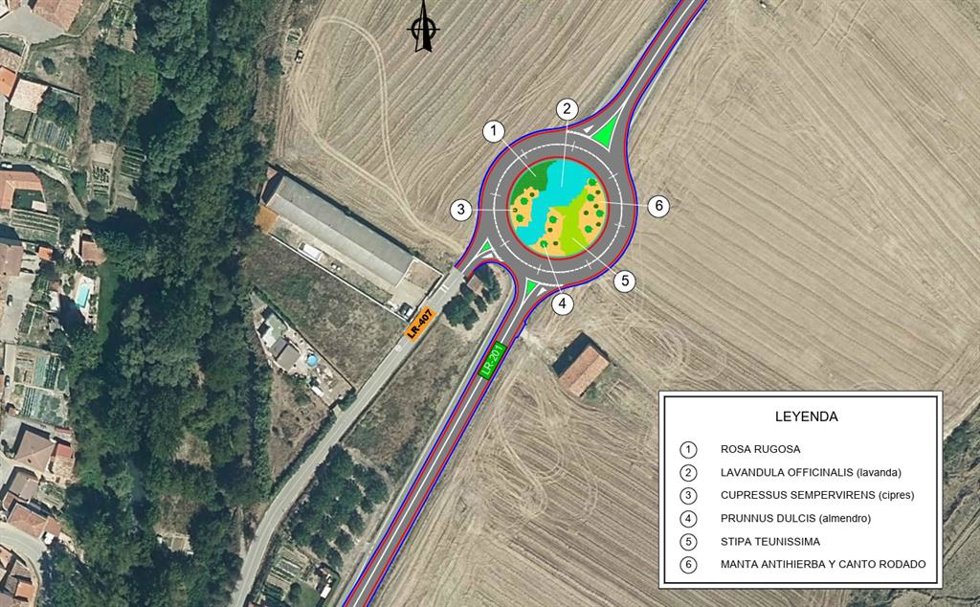La construcción de una glorieta en la LR-201 mejorará la segurida vial y accesibilidad a Ochánduri