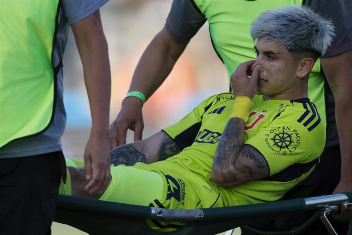 Futbol, O’Higgins vs Universidad de Chile. Fecha 28, Liga de primera 2025. El jugador de Universidad de Chile Maximiliano Guerrero es fotografiado durante el partido de primera division contra O’Higgins disputado en el estadio El Teniente de Rancagua,