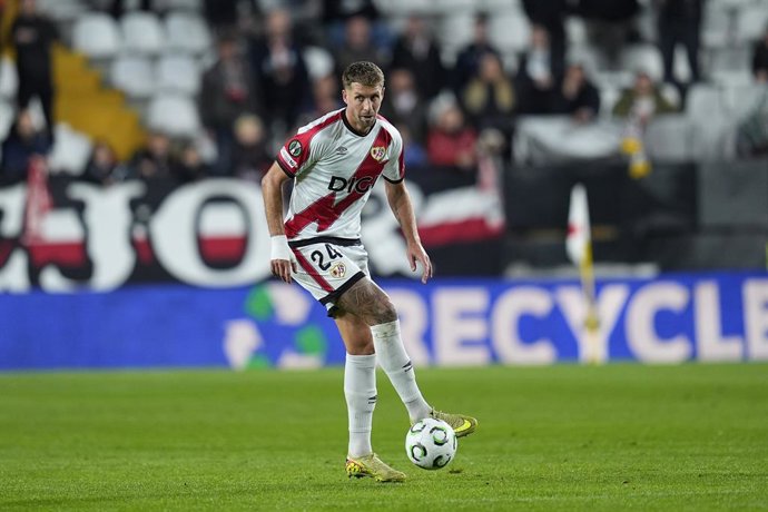 Florian Lejeune of Rayo Vallecano in action during the UEFA Conference League 2025/26 League Phase MD3 match between Rayo Vallecano de Madrid and KKS Lech Poznan at Estadio Vallecas on November 06, 2025 in Madrid, Spain.