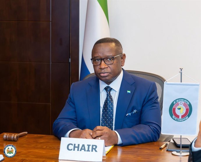El presidente de Sierra Leona y de la Autoridad de Jefes de Estado y de Gobierno de la CEDEAO, Julius Maada Bio