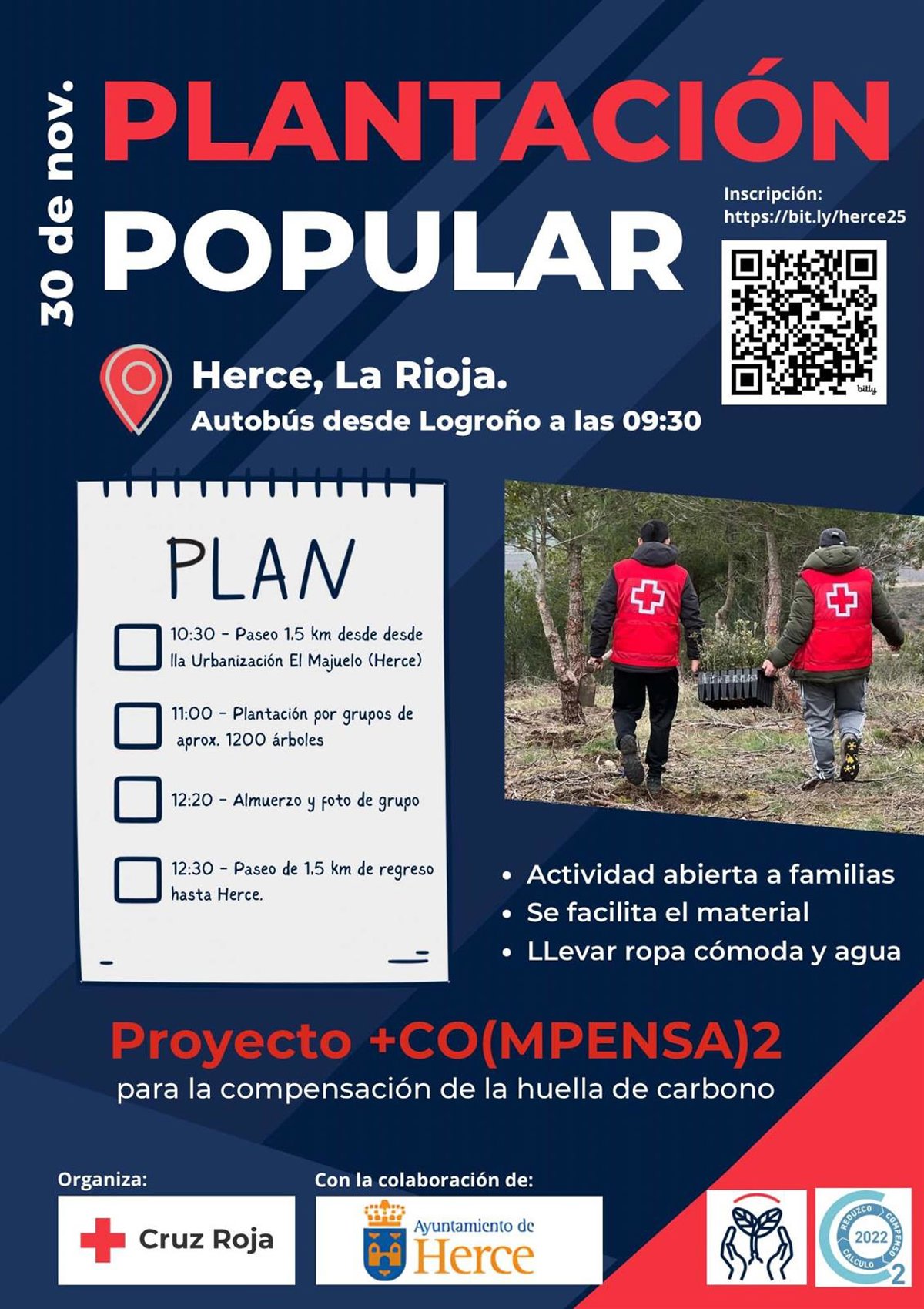 Herce acogerá este domingo una plantación popular con 3.000 árboles organizada por Cruz Roja