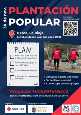 Herce acogerá este domingo una plantación popular con 3.000 árboles organizada por Cruz Roja