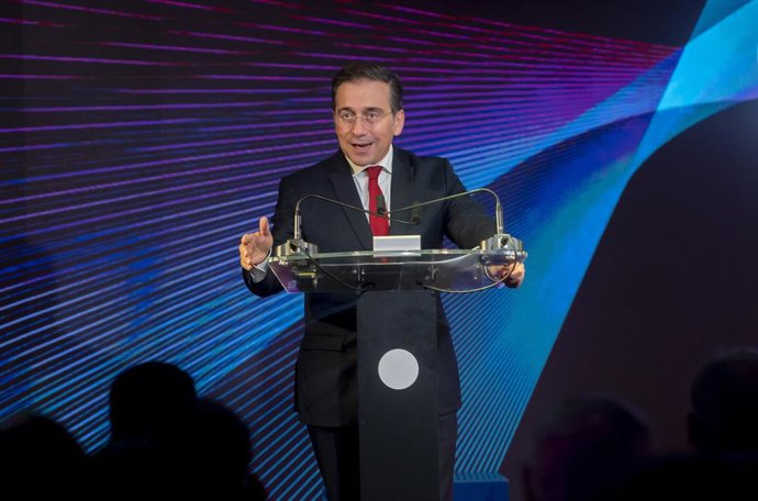 El ministro de Asuntos Exteriores, Cooperación y Unión Europea, José Manuel Albares, interviene durante el Congreso Futuro Iberoamericano, en Casa América, a 31 de octubre de 2025, en Madrid (España). Organizado por la Secretaría General Iberoamericana (S