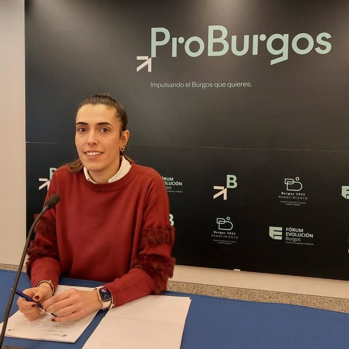 La presidenta de la Sociedad para la Promoción y Desarrollo de Burgos (ProBurgos), Andrea Ballesteros, durante la rueda de prensa posterior a la celebración del Consejo de Administración