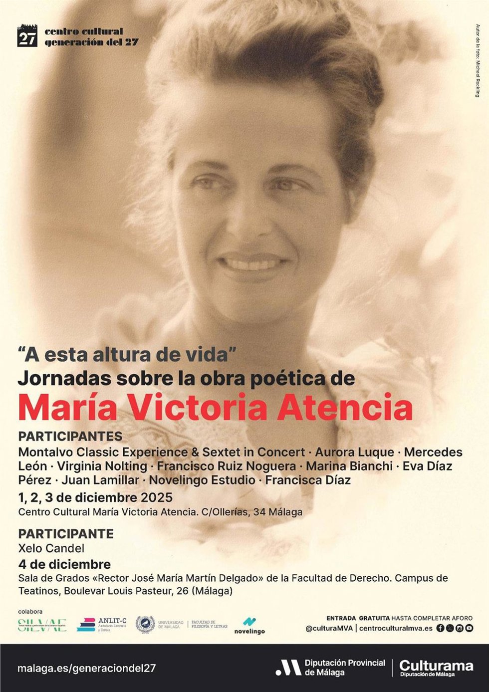 Cartel anunciador del programa dedicado a la poesía de la autora malagueña.