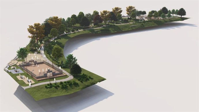 Infografía del futuro parque de la reconquista en Pola de Siero.