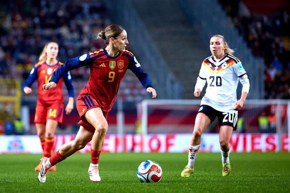 Esther González en el Alemania-España de la final de la Liga de Naciones