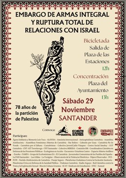 Una bicicletada solidaria recorrerá las calles de Santander este sábado por Palestina