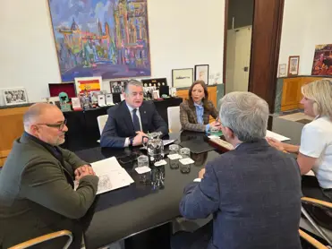 El consejero de Sanidad, Presidencia y Emergencias, Antonio Sanz, en una reunión.
