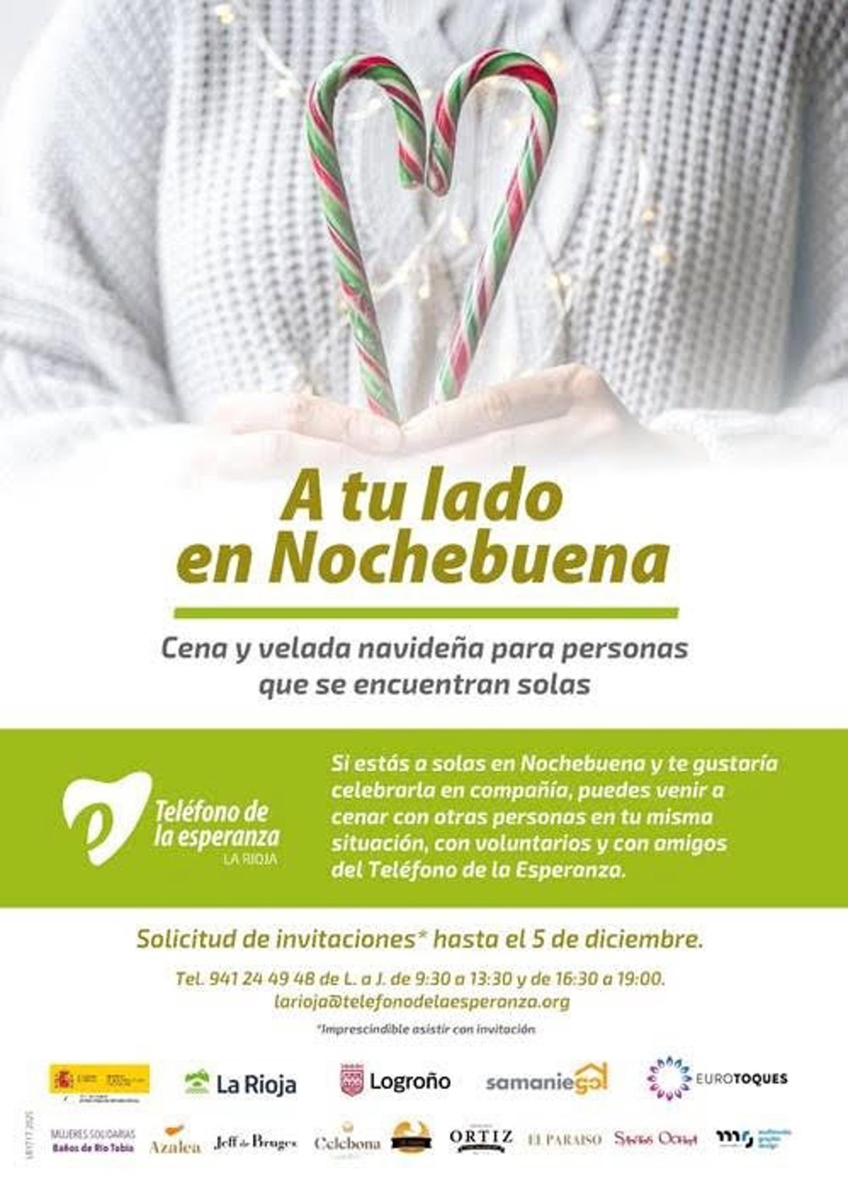 El Teléfono de la Esperanza de La Rioja organiza una Nochebuena para personas que se encuentren solas