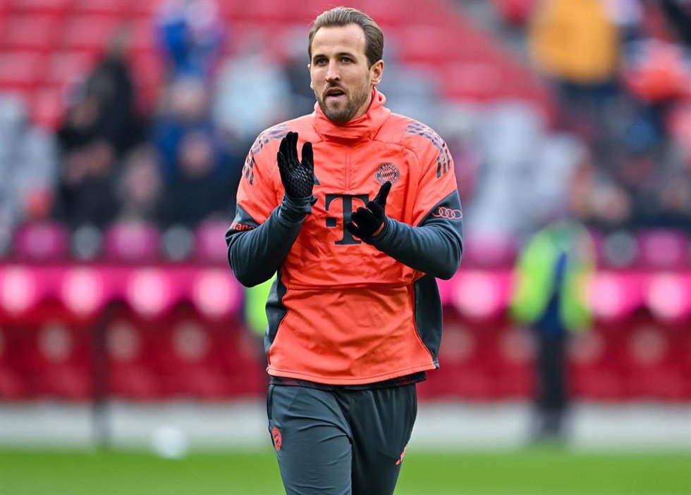 Harry Kane, en un calentamiento con el Bayern.