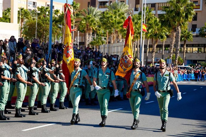 Acto de Jura de Bandera para personal civil, que ha tenido lugar en el Parador de las Hortichuelas.