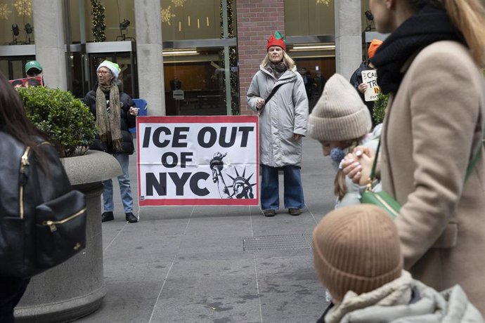 Protesta anti-ICE en Nueva York.
