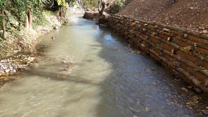 Mur Krainer en un tramo urbano del río Huerva a su paso por Zaragoza.