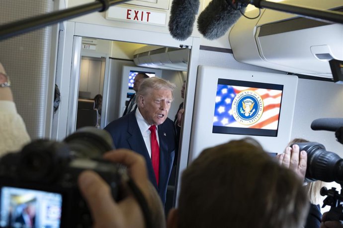October 31, 2025, Clinton, Md, United States: U.S. President Donald Trump, speaks to the press before departing aboard Air Force One at Joint Base Andrews, October 31, 2025, in Clinton, Maryland. Trump is visiting his Mar-a-Lago Club where he will be atte