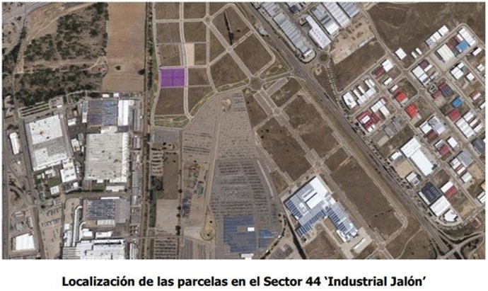 Mapa de las cuatro parcelas destinadas a viviendas de protección en el Plan Parcial Jalón