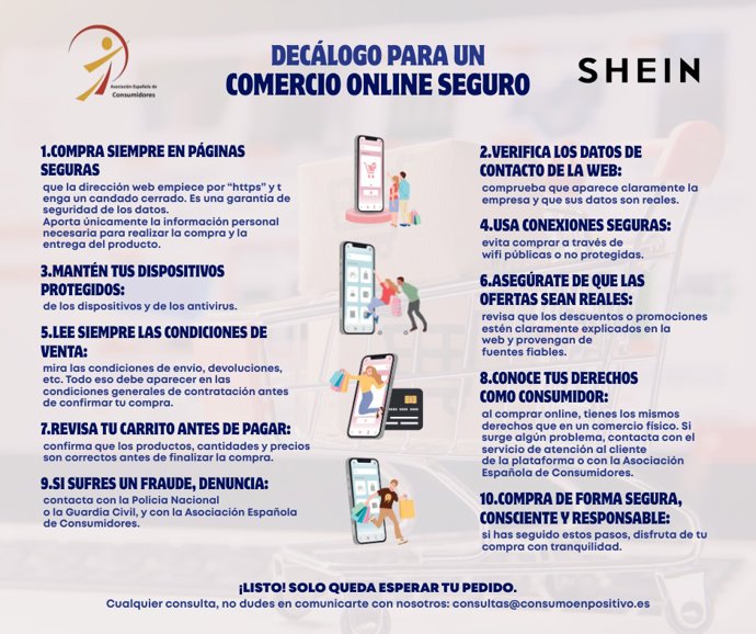 Shein y la Asociación Española de Consumidores han puesto en marcha una campaña nacional para reconocer y prevenir el fraude 'online'.