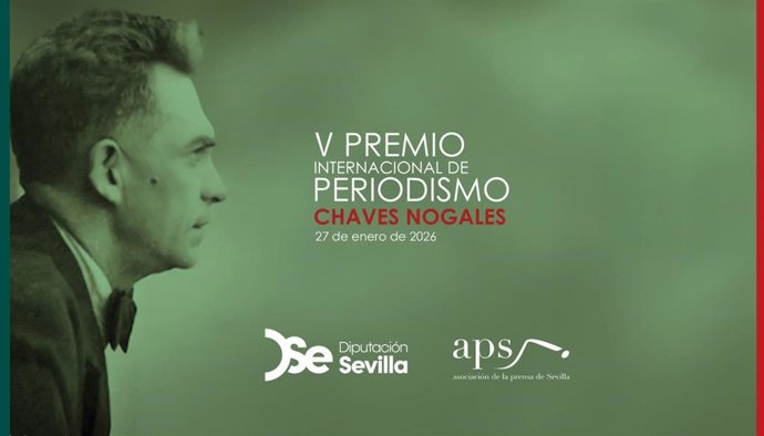 Cartel de la quinta edición del Premio Chaves Nogales, convocado por la Diputación y la Asociación de la Prensa.