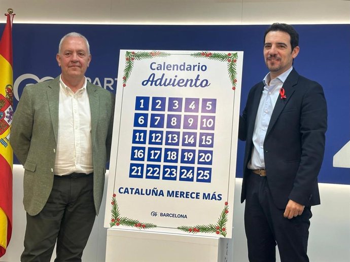 El secretario general del PP catalán, Santi Rodríguez, con el presidente del PP de la provincia de Barcelona, Manu Reyes