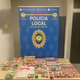Cajetillas invervenidas por la Policía Local de Mairena del Aljarafe (Sevilla)