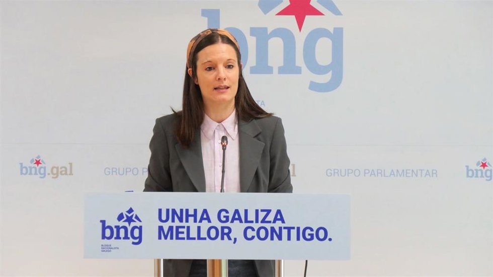 La viceportavoz parlamentaria del BNG, Olalla Rodil, en rueda de prensa