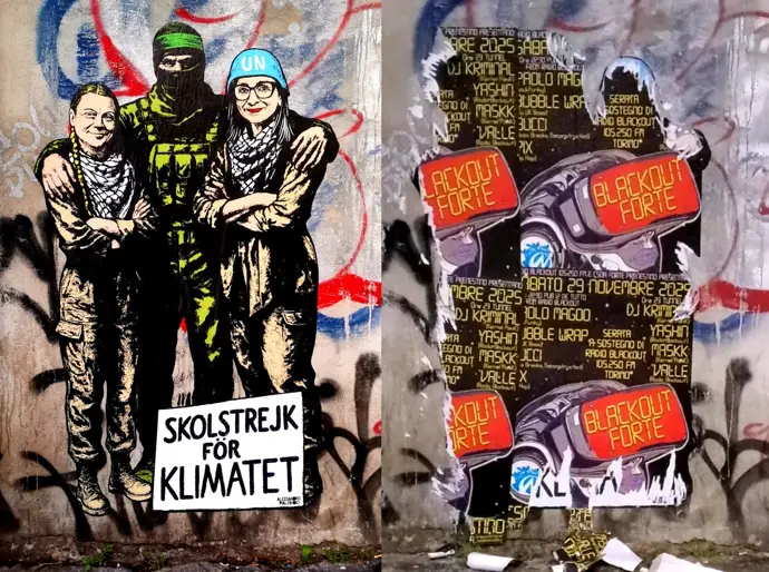 Mural vandalizado de Greta Thunberg