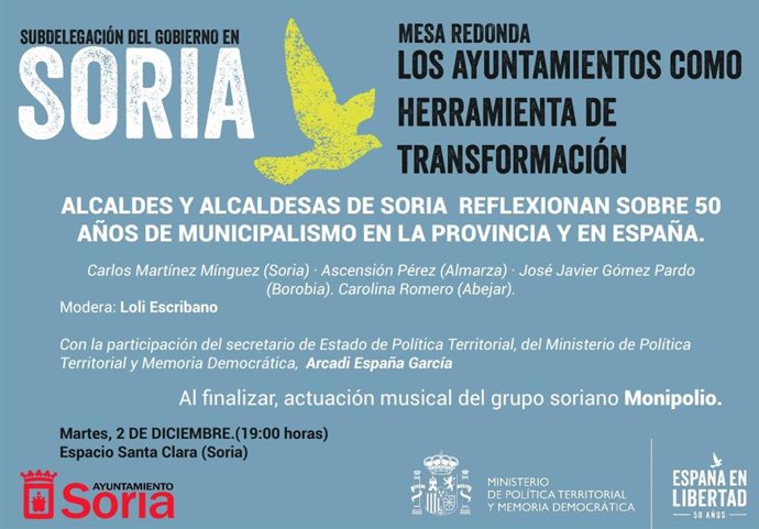 El cartel es de la Subdelegación del Gobierno en Soria.