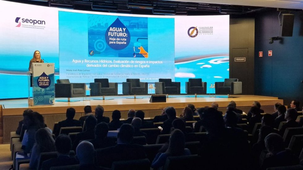 La catedrática de Ingeniería Hidráulica de la UCO María José Polo en la jornada 'Agua y Futuro: Hoja de ruta para España'.