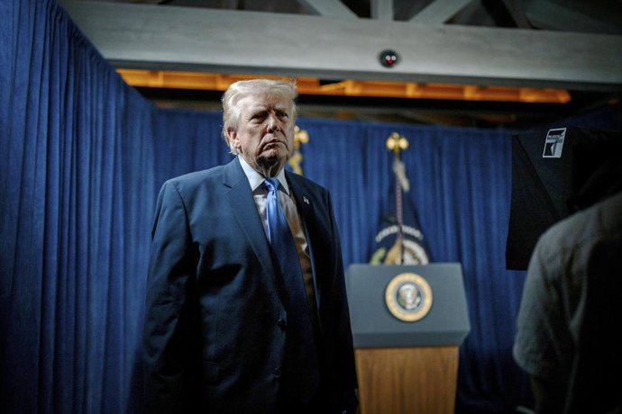 26 de novembro de 2025, Palm Beach, Flórida, Estados Unidos da América: O presidente dos EUA, Donald Trump, faz um discurso sobre o tiroteio de dois soldados da Guarda Nacional por um cidadão afegão enquanto fazia uma patrulha no Distrito de Columbia em M