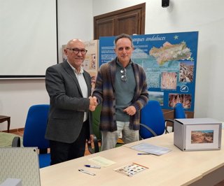 Acto de formalización del depósito del fondo documental de las Minas de Rodalquilar en el Ecomuseo 'Casa de los Volcanes' en Níjar (Almería).