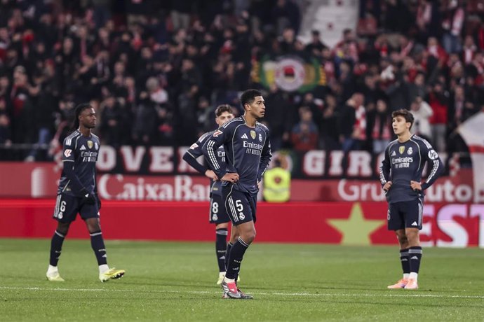El inglés Jude Bellingham (Real Madrid CF) lamenta el empate de su equipo en Montilivi (1-1) ante el Girona FC.
