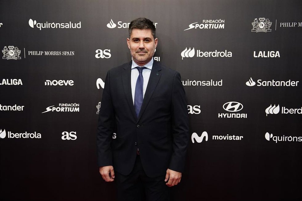 El presidente de la Asociación de Futbolistas Españoles (AFE), David Aganzo, posa durante el photocall de los Premios AS del Deporte.