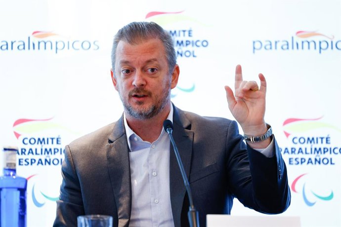 Archivo - Andrew Parsons, President of the International Paralympic Committee, attends his press conference at Hotel Ilunion Atrium on December 10, 2024, Madrid, Spain.
