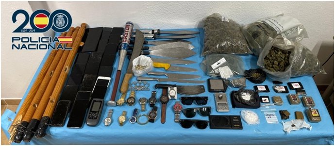 Material, dinero y droga incautada por Policía Nacional en Maspalomas (Gran Canaria)