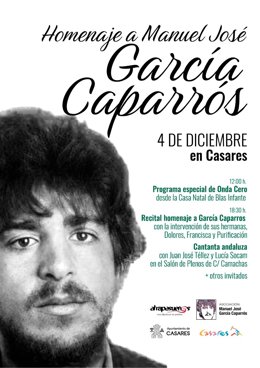 Cartel de los actos en memoria y homenaje a Manuel José García Caparrós que se celebrarán el 4 de diciembre con motivo del 48 aniversario de su asesinato.